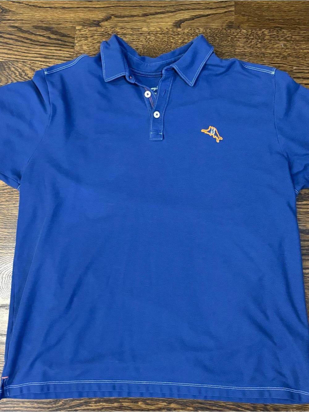 Tommy Bahama Men's XL Blue Island Zone Short Sleeve Collared Logo Knit Polo